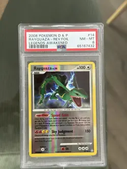 Pokemon Cards PSA 6 Ex-Mt Rayquaza Rev Foil Legends Awakened D&P 2008 14/146 - Image 1