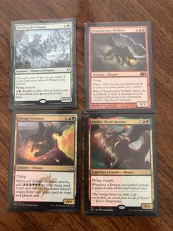 MTG Dragon Creature Cards Lot Of 4, Green And Red - Image 1