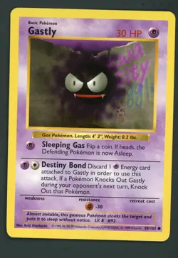 Gastly 050/102 Base Set (Shadowless) Pokemon Card NM - Image 1