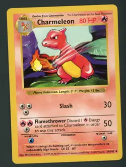Charmeleon 024/102 Base Set (Shadowless) Pokemon Card Uncommon LP - Image 1