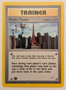 Pokemon TCG Radio Tower Rare Trainer Card Neo Destiny 95/105 First Edition NM - Image 1