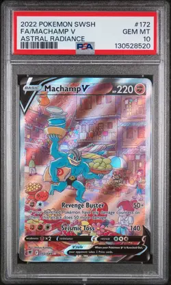 2022 POKEMON SWORD & SHIELD ASTRAL RADIANCE #172 FULL ART/MACHAMP V PSA 10 - Image 1