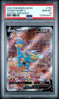 2022 POKEMON SWORD & SHIELD ASTRAL RADIANCE #172 FULL ART/MACHAMP V PSA 10 - Image 1