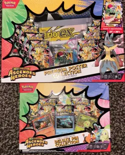 Pokemon TCG Ascended Heroes Premium Poster Collection Mega Lucario + Delux Pin - Image 1