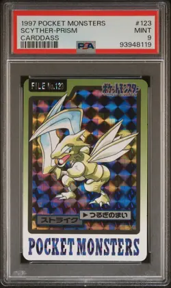 PSA 9 Scyther Prism 123 Carddass Mint Pokemon Card Vending 1997 Pocket Monsters - Image 1