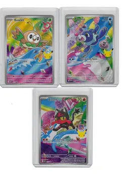 Pokemon First Partner Rowlet 043 Litten 044 Popplio Full Art Promo 3 Card Lot - Image 1