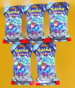 Lot of 5 Pokemon Booster Packs Scarlet & Violet Stellar Crown 50 Cards 5x10 - Image 1