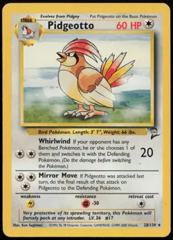 Pidgeotto 28/130 MP Base Set 2 Rare Pokemon - Image 1