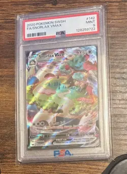 Pokemon Snorlax VMAX 142/202 Sword & Shield Holo PSA 9 Full Art SWSH 2020 - Image 1