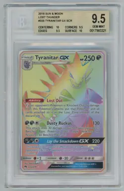 2018 Pokemon Sun & Moon Lost Thunder Tyranitar GX #223 223/214 Full Art BGS 9.5 - Image 1