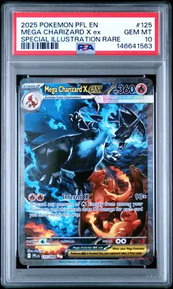 2025 POKEMON PFL EN-PHANTASMAL FLAMES #125 MEGA CHARIZARD X EX PSA 10 - Image 1