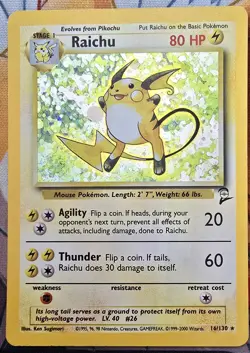 Raichu - 16/130 - Pokemon TCG Base Set 2 Holo Rare 1999-2000 - Image 2