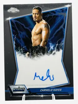 CARMELO HAYES - BLUE BRAND ON CARD AUTO BASE #BBA-CAR - 2026 Topps Chrome WWE - Image 3