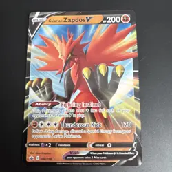 Pokemon TCG SWSH Chilling Reign Galarian Zapdos v Ultra Rare Card 080/198 - Image 1