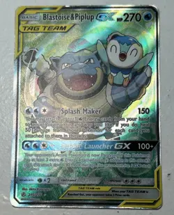 Blastoise & Piplup GX (Alternate Full Art) 215/236 Sm-Cosmic Eclipse Holo - Image 1