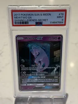 2017 POKEMON SUN & MOON MEWTWO GX SHINING LEGENDS-SECRET PSA 9 - Image 1