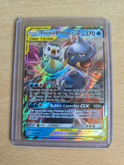 Pokemon TCG Blastoise Piplup GX Cosmic Eclipse Card 38/236 - Image 1