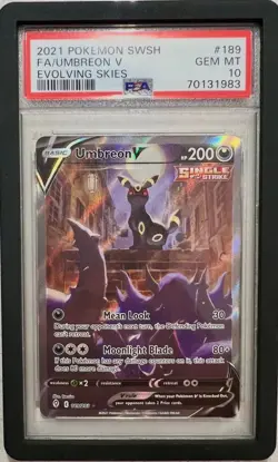 🌒🌓 Umbreon V 189/203 Evolving Skies Ultra Rare Full Alt Art Holo PSA 10🌒🌓 - Image 1