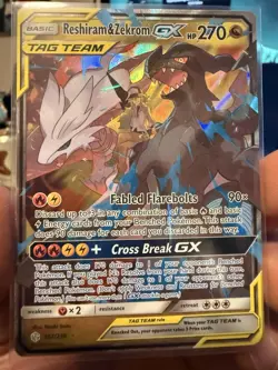 Pokemon Reshiram & Zekrom GX Ultra Rare Sm-Cosmic Eclipse 157/236 Holo English - Image 3