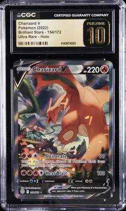 2022 POKEMON BRILLIANT STARS ULTRA RARE #154 CHARIZARD V CGC 10 PRISTINE - Image 1