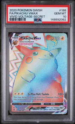 2020 POKEMON SWORD & SHIELD VIVID VOLTAGE SECRET FULL ART/PIKACHU VMAX PSA 10 - Image 1