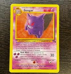 POKEMON TCG - ENGLISH FOSSIL SET GENGAR 20/62 NON HOLO RARE CARD LP MP - Image 1