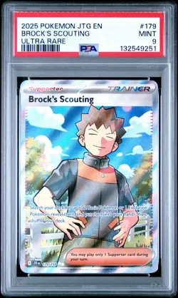 2025 POKEMON JTG EN-JOURNEY TOGETHER ULTRA RARE #179 BROCK'S SCOUTING PSA 9 - Image 1