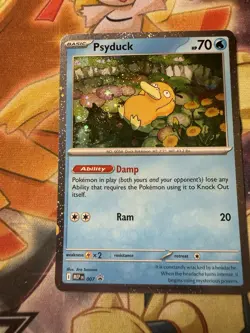 Pokemon TCG Mega Evolutions Psyduck 007 Black Star Promo Card SWIRL! NM - Image 2