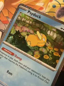 Pokemon TCG Mega Evolutions Psyduck 007 Black Star Promo Card SWIRL! NM - Image 3