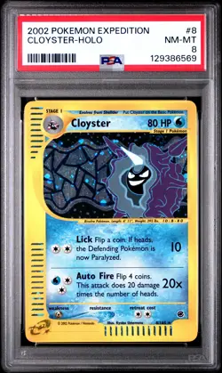 2002 POKEMON EXPEDITION #8 CLOYSTER-HOLO PSA 8 - Image 1