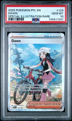 2025 POKEMON PFL EN-PHANTASMAL FLAMES SPECIAL ILLUSTRATION RARE #129 DAWN PSA 10 - Image 1