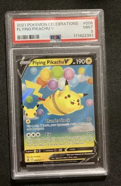 Pokemon 2021 SWSH Celebrations Flying Pikachu V #6 Mint PSA 9 - Image 1