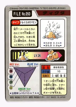 POKEMON JAPANESE DIGLETT NO. 050 BANDAI CARDDASS SERIES 3-4 DAMAGED - Image 2