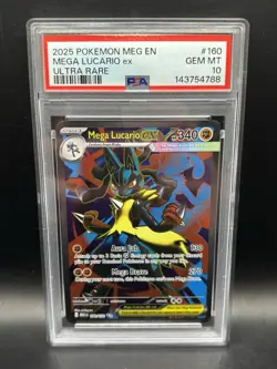 Mega Lucario ex Pokemon Mega Evolution Ultra Rare Holo 160/132 PSA 10 Gem Mint - Image 1