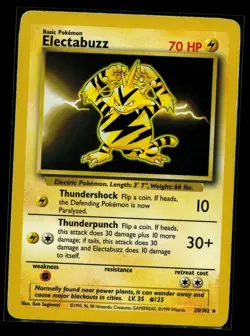 1999 Pokemon Electabuzz Shadowless Non Holo LP Vintage Rare Base Set #20 - Image 1