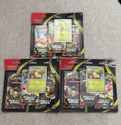 Pokemon TCG Perfect Order 3 Pack Blister Lot of 3 with Chikorita Promo Card - Image 1