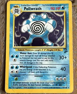 2000 Pokemon Base Set 2 Poliwrath Holo HP 15/130 - Image 1