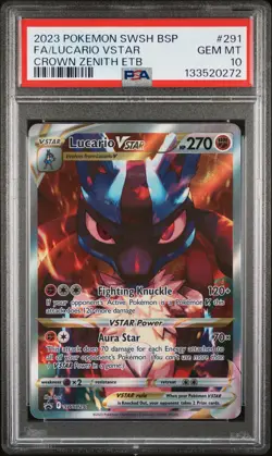 2023 POKEMON SWSH BLACK STAR PROMO #291 FULL ART/LUCARIO VSTAR PSA 10 - Image 1