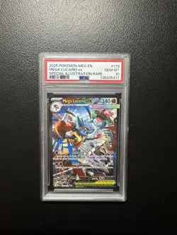 2025 POKEMON MEGA EVOLUTION SPECIAL ILLUSTRATION RARE MEGA LUCARIO EX PSA 10 - Image 1