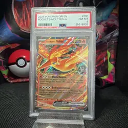 Pokemon Team Rocket's Moltres ex 031/182 Double Rare Holo EX PSA 8 2025 - Image 1
