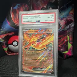 Pokemon Team Rocket's Moltres ex 031/182 Double Rare Holo EX PSA 8 2025 - Image 3