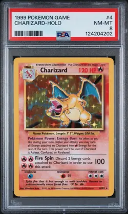 1999 Pokemon Game Charizard Holo Card PSA 8 - Image 1