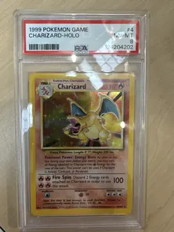 1999 Pokemon Game Charizard Holo Card PSA 8 - Image 3