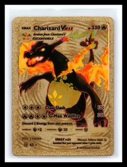 💥 Pokemon Charizard VMAX HP 330 Textured Claw G-Max Wildfire Gold Foil Fan Art - Image 1