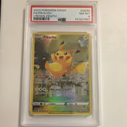 Pokemon Pikachu Ultra Rare Full Art Holo PSA 8 GG30/GG70 Crown Zenith 2023 - Image 1