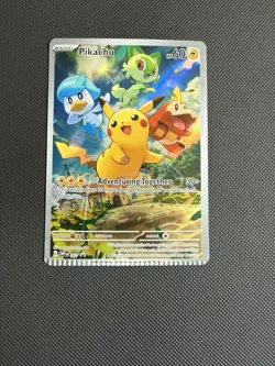 CRIMP ERROR Pikachu Paldea Evolved 2023 Black Star Promo 027 Pokemon Card - Image 1