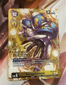 Seraphimon BT14-041 Rare Blast Ace NM Digimon CCG Participant Card - Image 1
