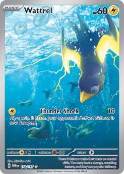 Pokemon Wattrel 178/167 Twilight Masquerade Illustration Rare NM - Image 1