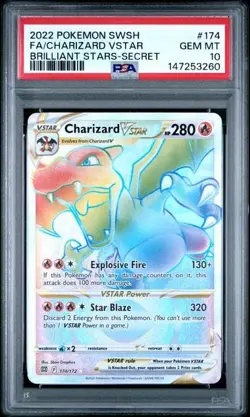 2022 POKEMON SWORD & SHIELD BRILLIANT STARS #174 FULL ART/CHARIZARD VSTAR PSA 10 - Image 1