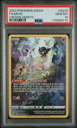 2023 POKEMON SWORD & SHIELD CROWN ZENITH #GG10 FULL ART/MEW PSA 10 - Image 1